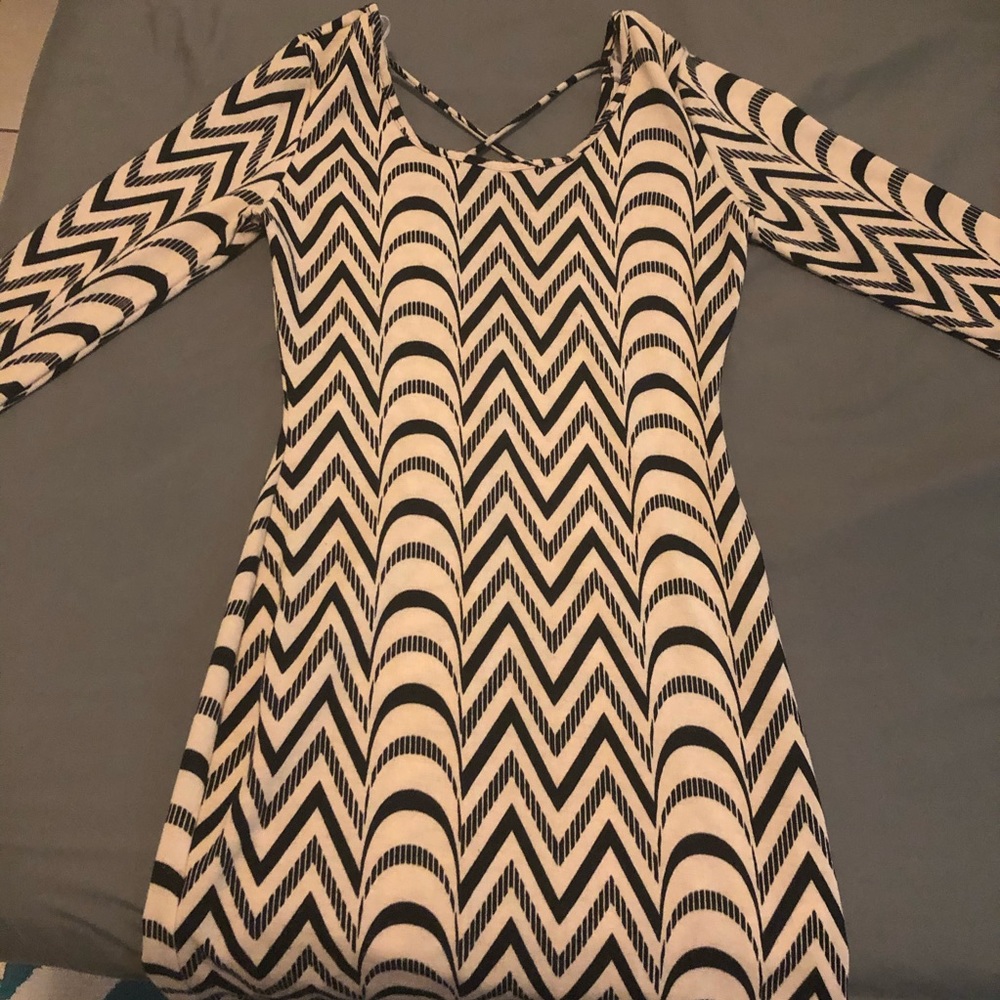 Chevron Beige and black dress